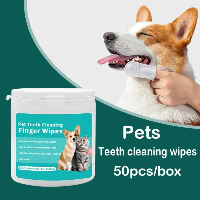 Dog & Cat Finger Toothbrush Wipes — Disposable Dental Cleaning for Fresh Breath