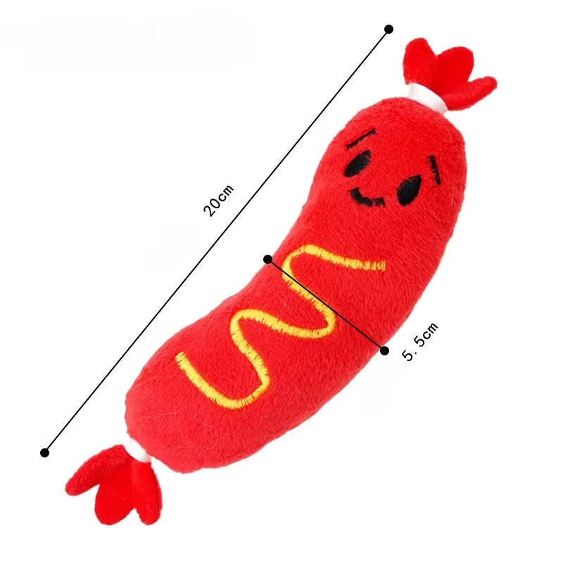 Hot Dog Squeaky Plush Toy — Bite-Resistant Interactive Chew Toy for Dogs