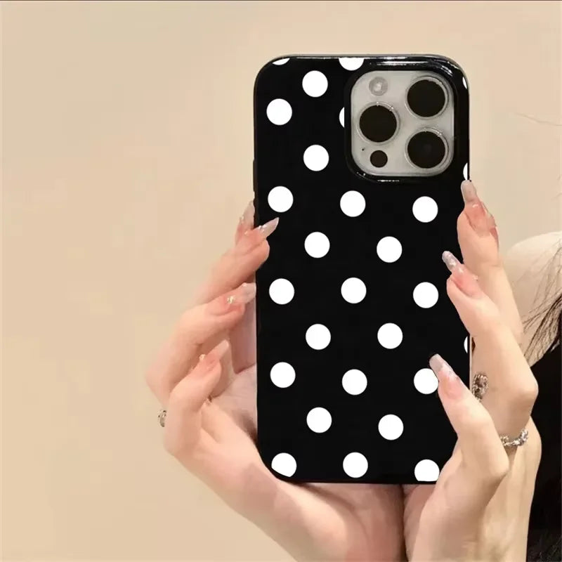 White Polka Dots Phone Case For IPhone 16 17 Pro 17Air 15 14 13 12 11 Pro Max 7 8 Plus X XS XR Shockproof Soft Cover Case