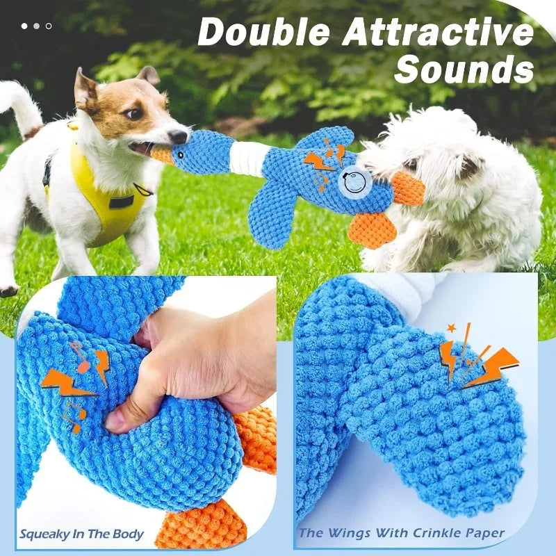 Squeaky Goose Plush Dog Toy — Crinkle Chew Toy for Dogs & Cats