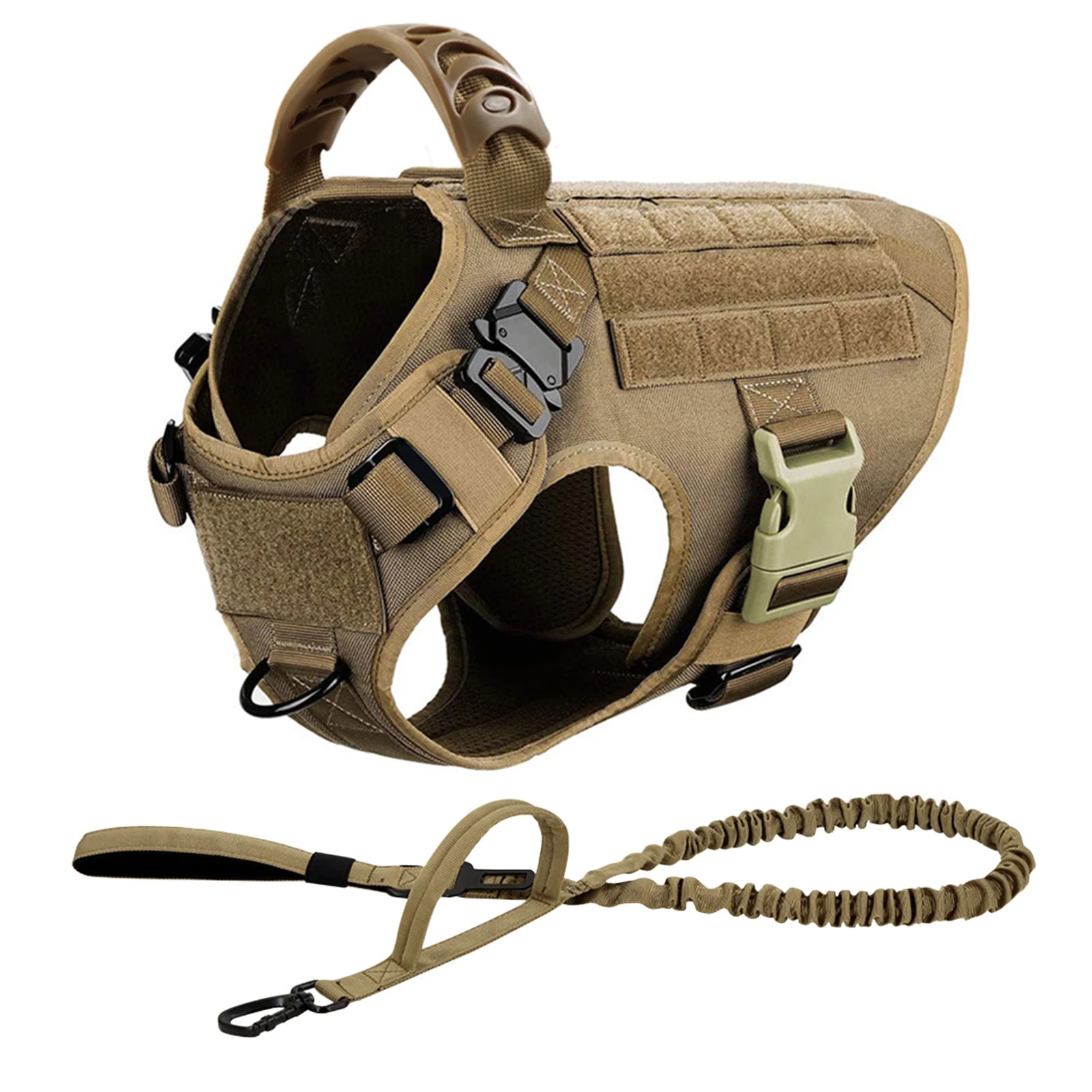 Tactical Military Dog Harness & Leash Set — No-Pull Training Vest for Large Dogs