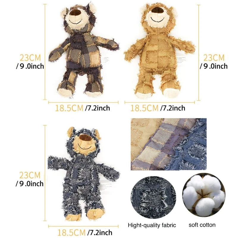 Teddy Bear Squeaky Plush Dog Toy — Interactive Chew & Teeth Cleaning Toy