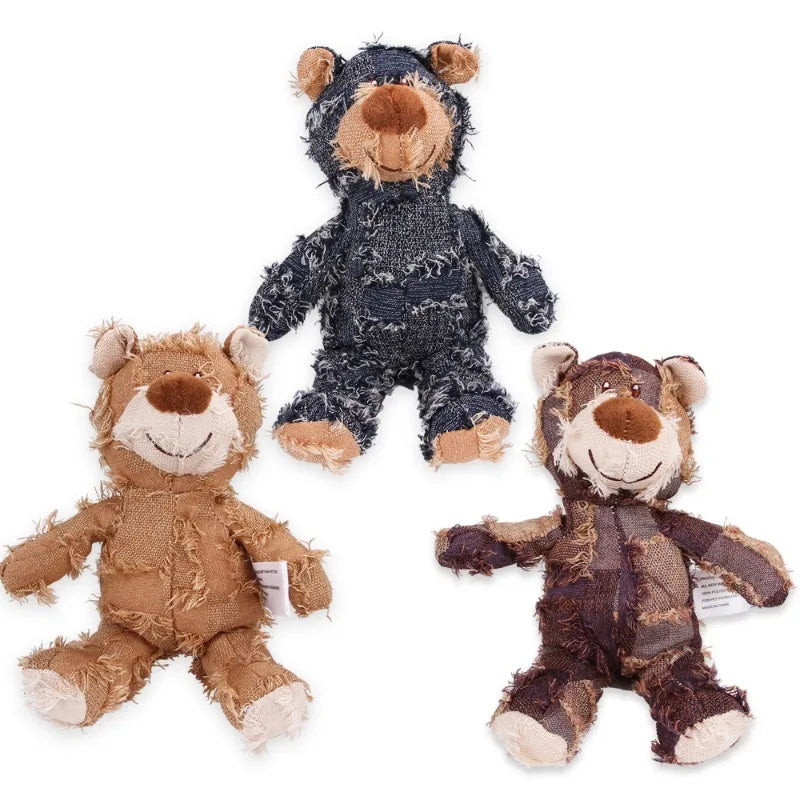 Teddy Bear Squeaky Plush Dog Toy — Interactive Chew & Teeth Cleaning Toy