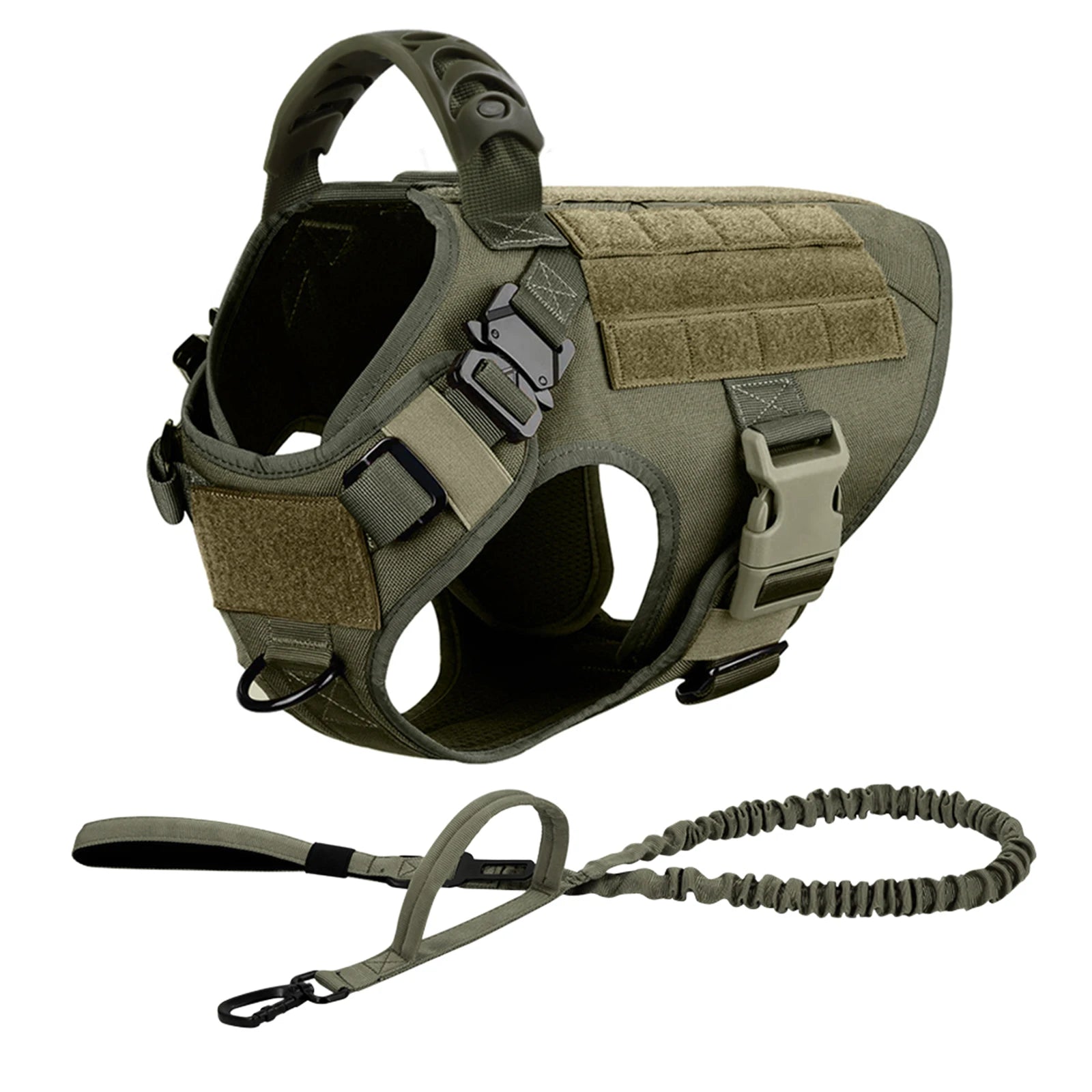 Tactical Military Dog Harness & Leash Set — No-Pull Training Vest for Large Dogs