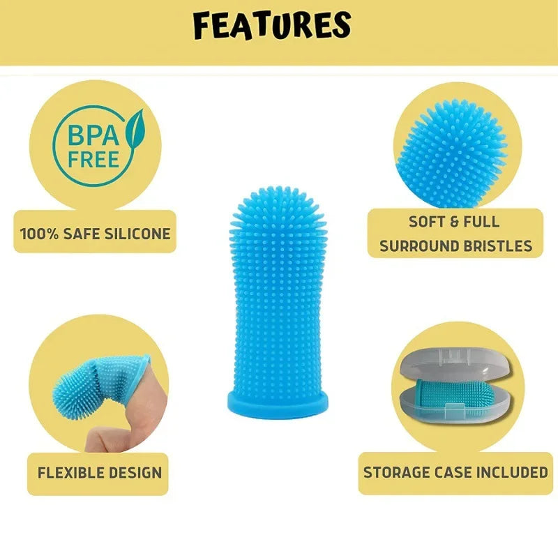 Silicone Finger Toothbrush for Dogs & Cats — Soft & Non-Toxic