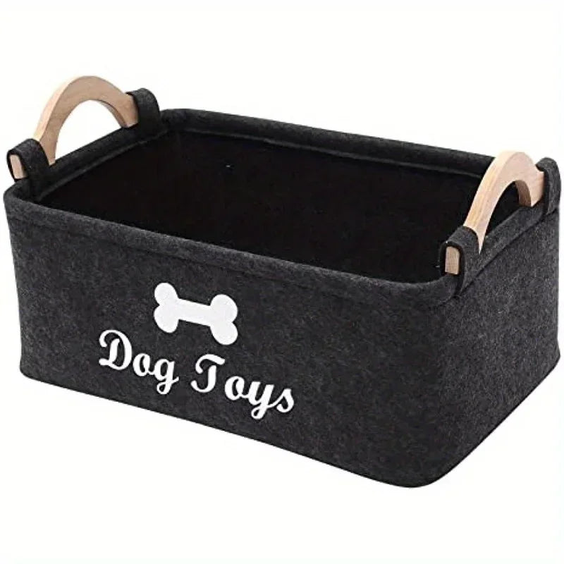 Felt Pet Toy Storage Box — Organizer Basket for Dog & Cat Toys