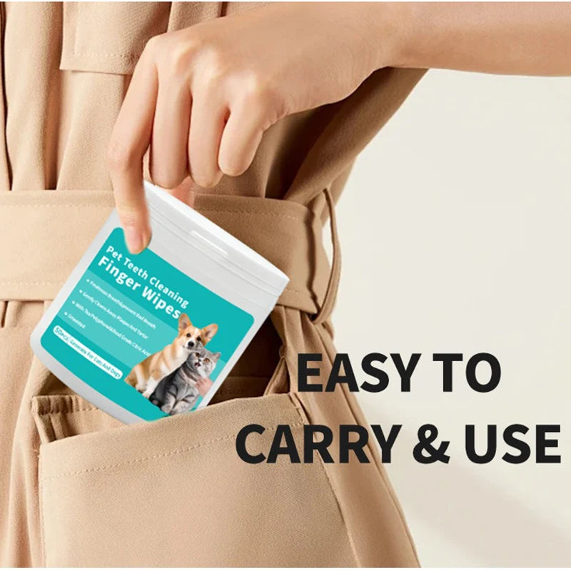 Dog & Cat Finger Toothbrush Wipes — Disposable Dental Cleaning for Fresh Breath