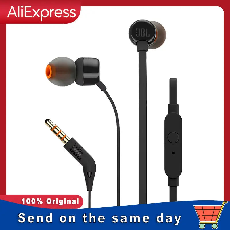 JBL TUNE Wired Earphones — Deep Bass In-Ear Headset with Microphone