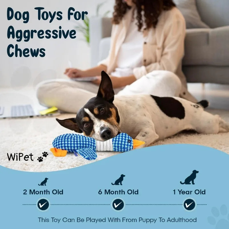 Squeaky Goose Plush Dog Toy — Crinkle Chew Toy for Dogs & Cats