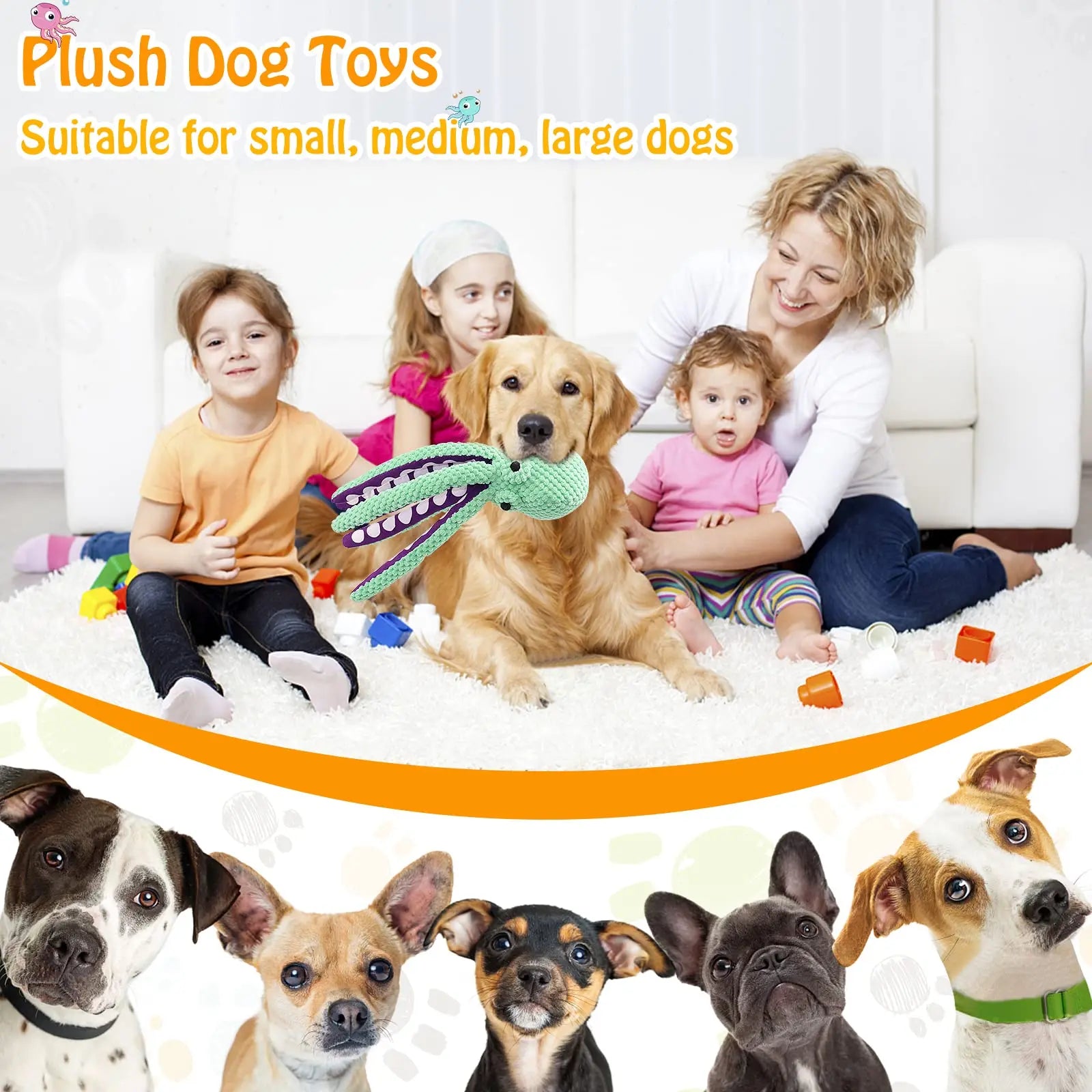 Octopus Shell Puzzle Toy — Interactive Squeaky Chew Toy for Dogs & Cats