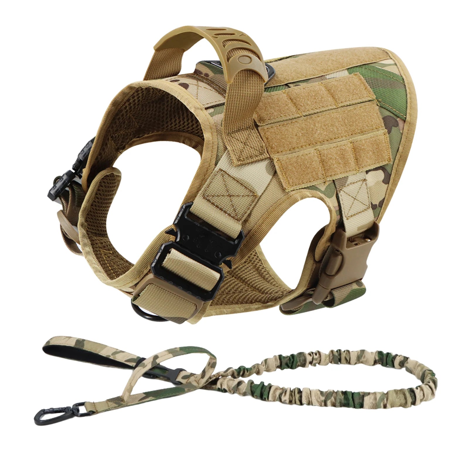 Tactical Military Dog Harness & Leash Set — No-Pull Training Vest for Large Dogs