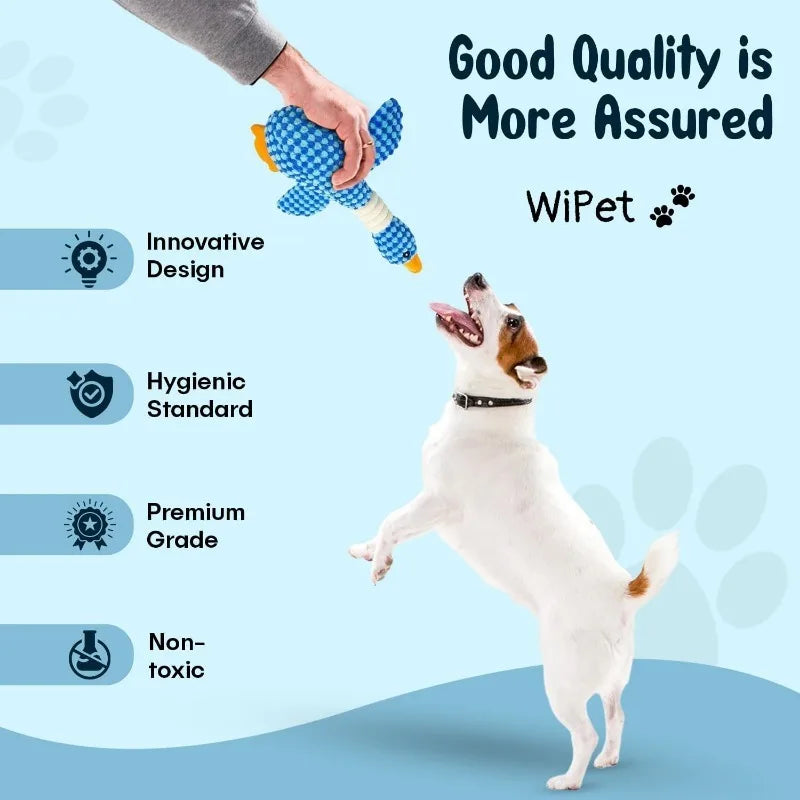 Squeaky Goose Plush Dog Toy — Crinkle Chew Toy for Dogs & Cats