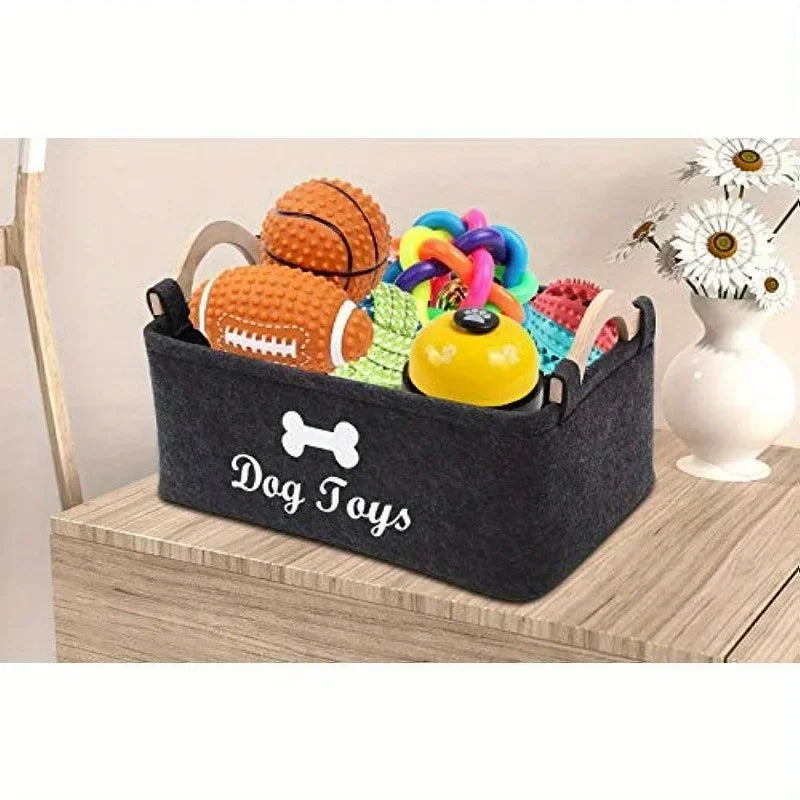 Felt Pet Toy Storage Box — Organizer Basket for Dog & Cat Toys