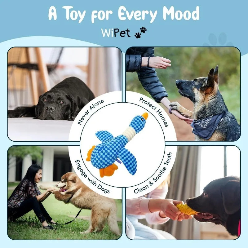 Squeaky Goose Plush Dog Toy — Crinkle Chew Toy for Dogs & Cats