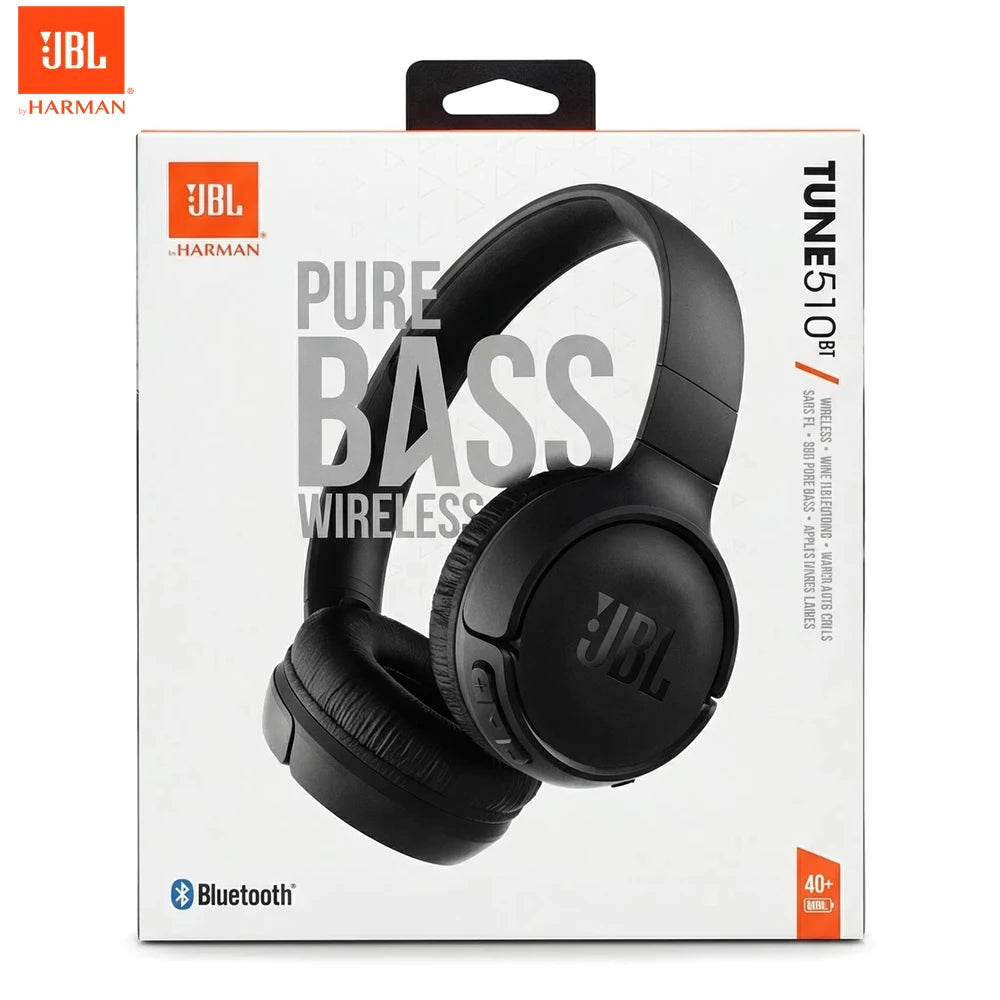 JBL Tune 510BT Wireless Headset — Pure Bass, 40H Battery, Fast Charging, Foldable