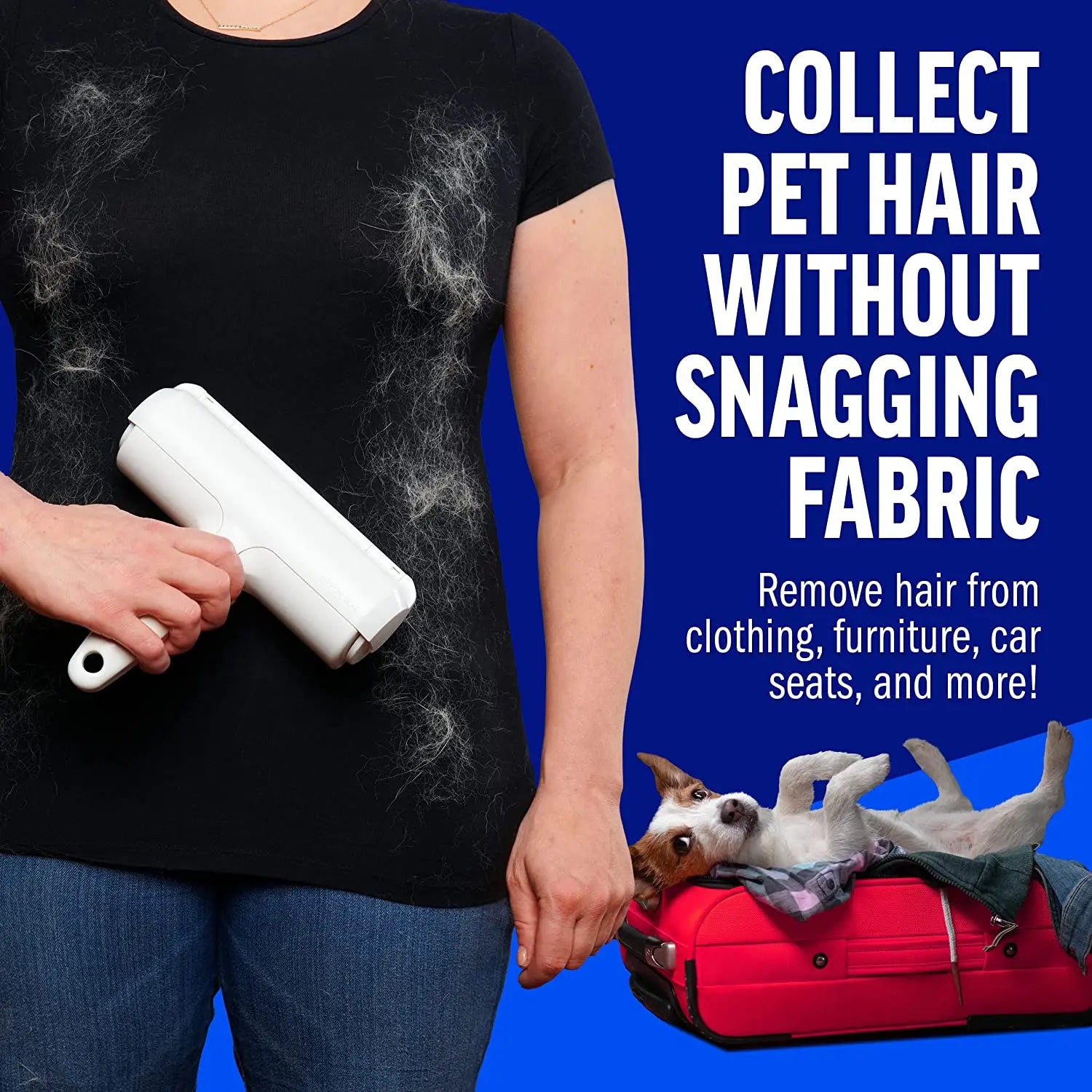 Pet Hair Remover Roller — Reusable Dog & Cat Fur Roller with Self-Cleaning Base