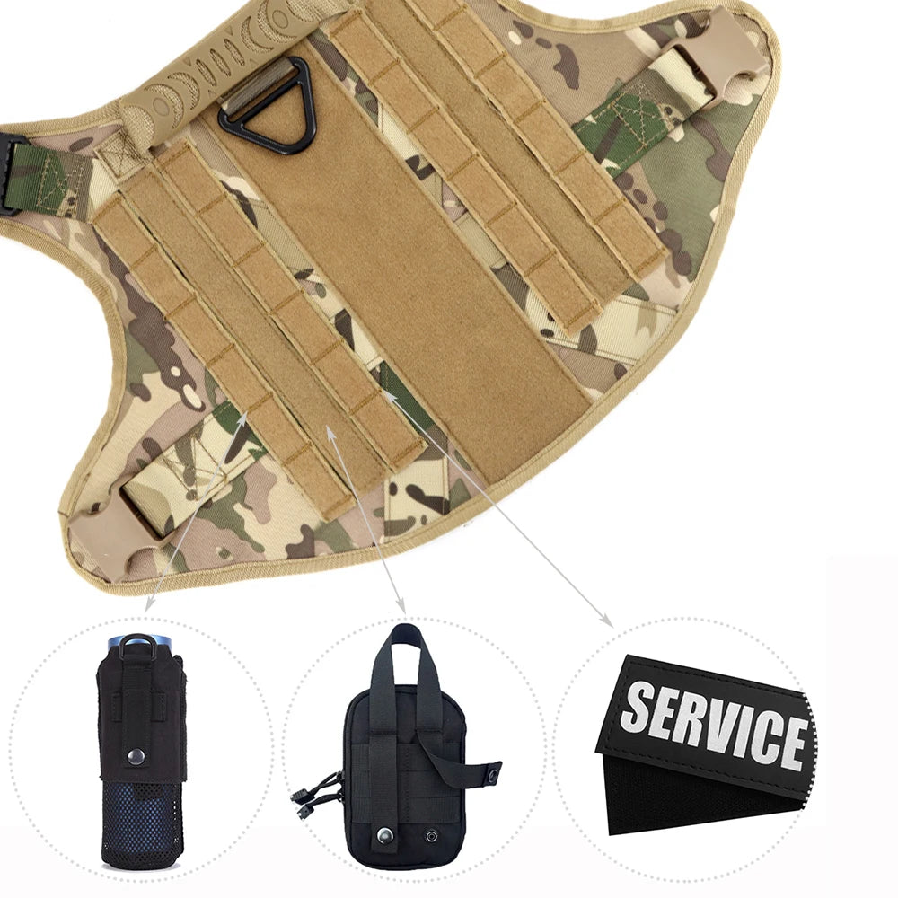 Tactical Military Dog Harness & Leash Set — No-Pull Training Vest for Large Dogs