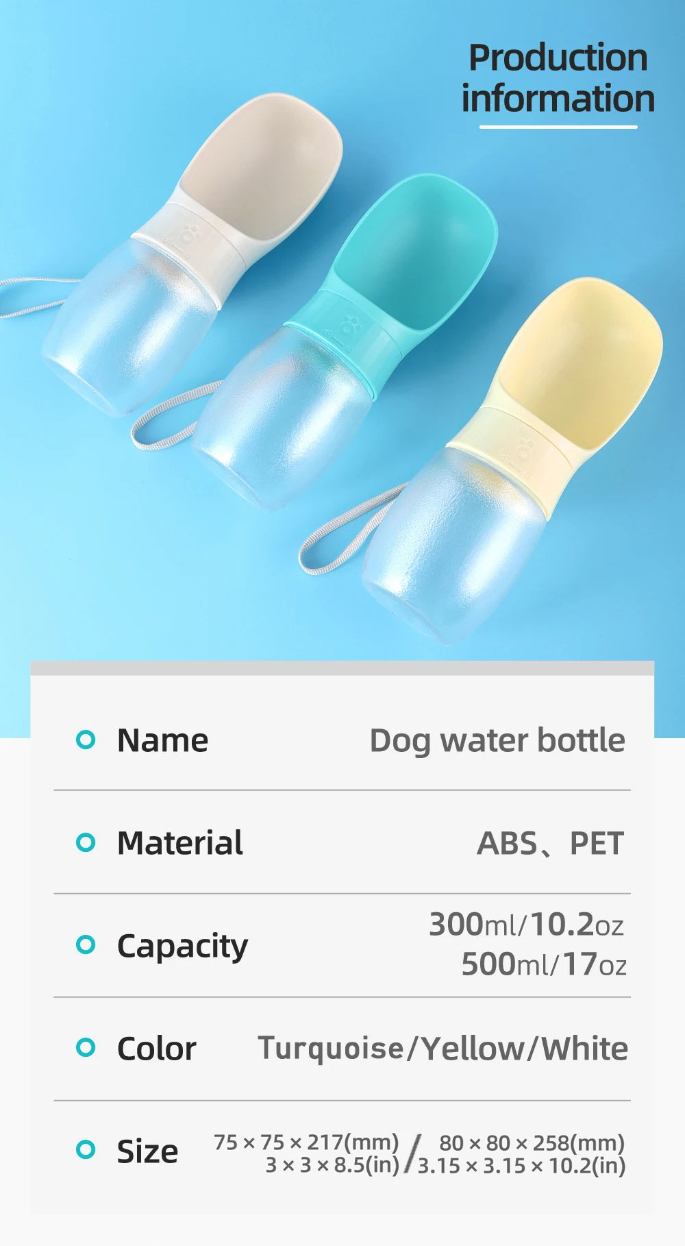 Portable Dog Water Bottle — Leak-Proof Travel Dispenser for Dogs & Cats
