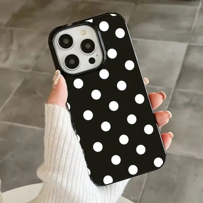 White Polka Dots Phone Case For IPhone 16 17 Pro 17Air 15 14 13 12 11 Pro Max 7 8 Plus X XS XR Shockproof Soft Cover Case