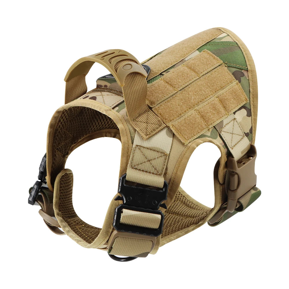 Tactical Military Dog Harness & Leash Set — No-Pull Training Vest for Large Dogs
