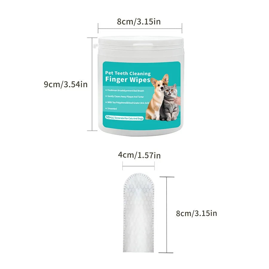 Dog & Cat Finger Toothbrush Wipes — Disposable Dental Cleaning for Fresh Breath