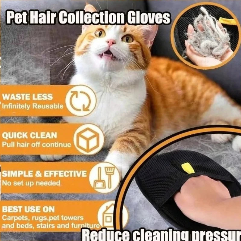 Pet Hair Removal Glove — Reusable Electrostatic Lint & Fur Cleaner for Dogs & Cats