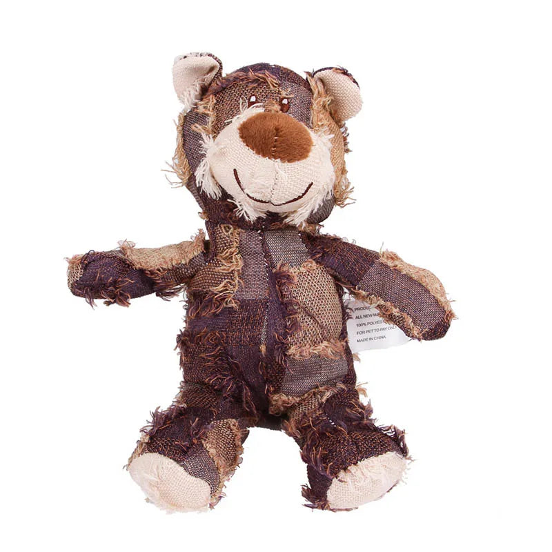 Teddy Bear Squeaky Plush Dog Toy — Interactive Chew & Teeth Cleaning Toy