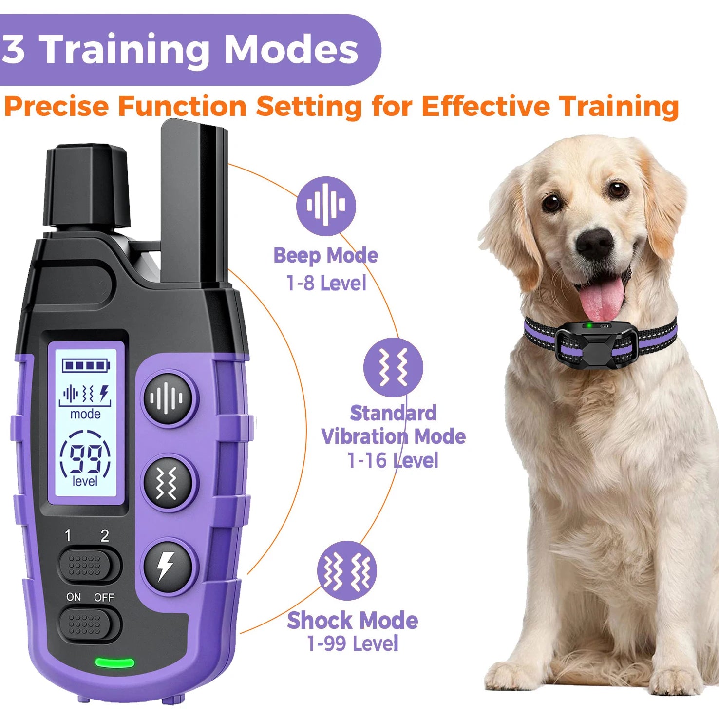 Electric Dog Training Collar with Remote — 3300Ft Range, Waterproof, Shock & Vibration