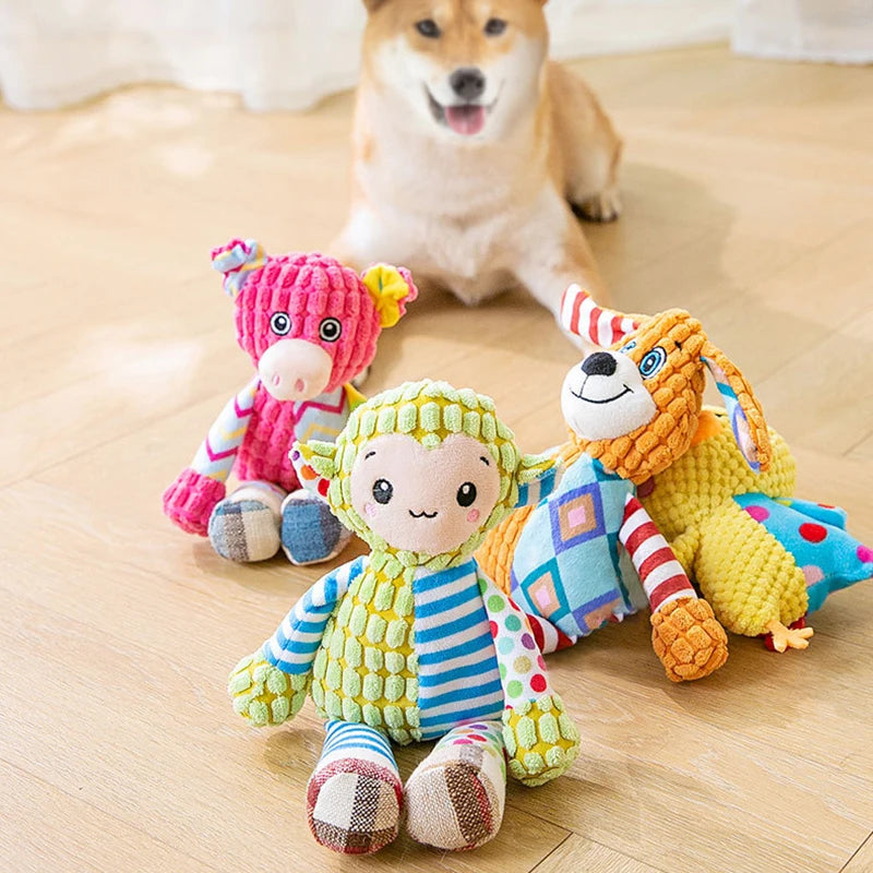 Squeaky Plush Pet Toy — Cute Animal Chew Toy for Dogs & Cats