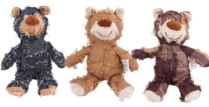 Teddy Bear Squeaky Plush Dog Toy — Interactive Chew & Teeth Cleaning Toy