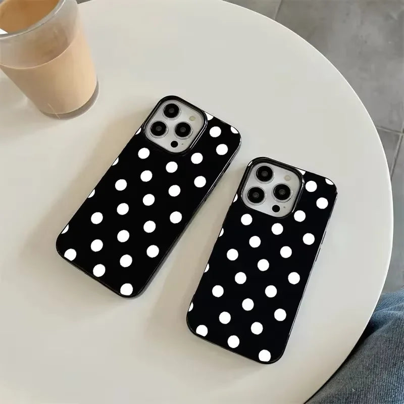 White Polka Dots Phone Case For IPhone 16 17 Pro 17Air 15 14 13 12 11 Pro Max 7 8 Plus X XS XR Shockproof Soft Cover Case