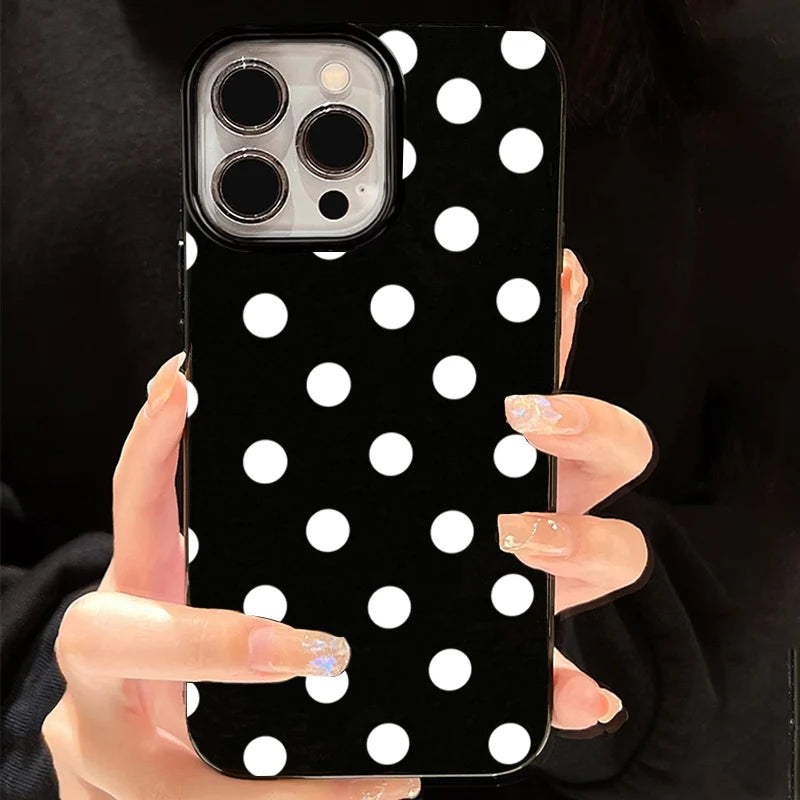 White Polka Dots Phone Case For IPhone 16 17 Pro 17Air 15 14 13 12 11 Pro Max 7 8 Plus X XS XR Shockproof Soft Cover Case