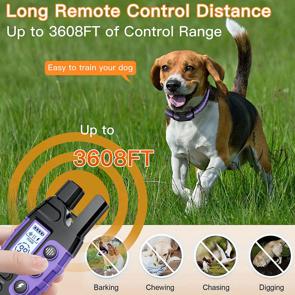 Electric Dog Training Collar with Remote — 3300Ft Range, Waterproof, Shock & Vibration