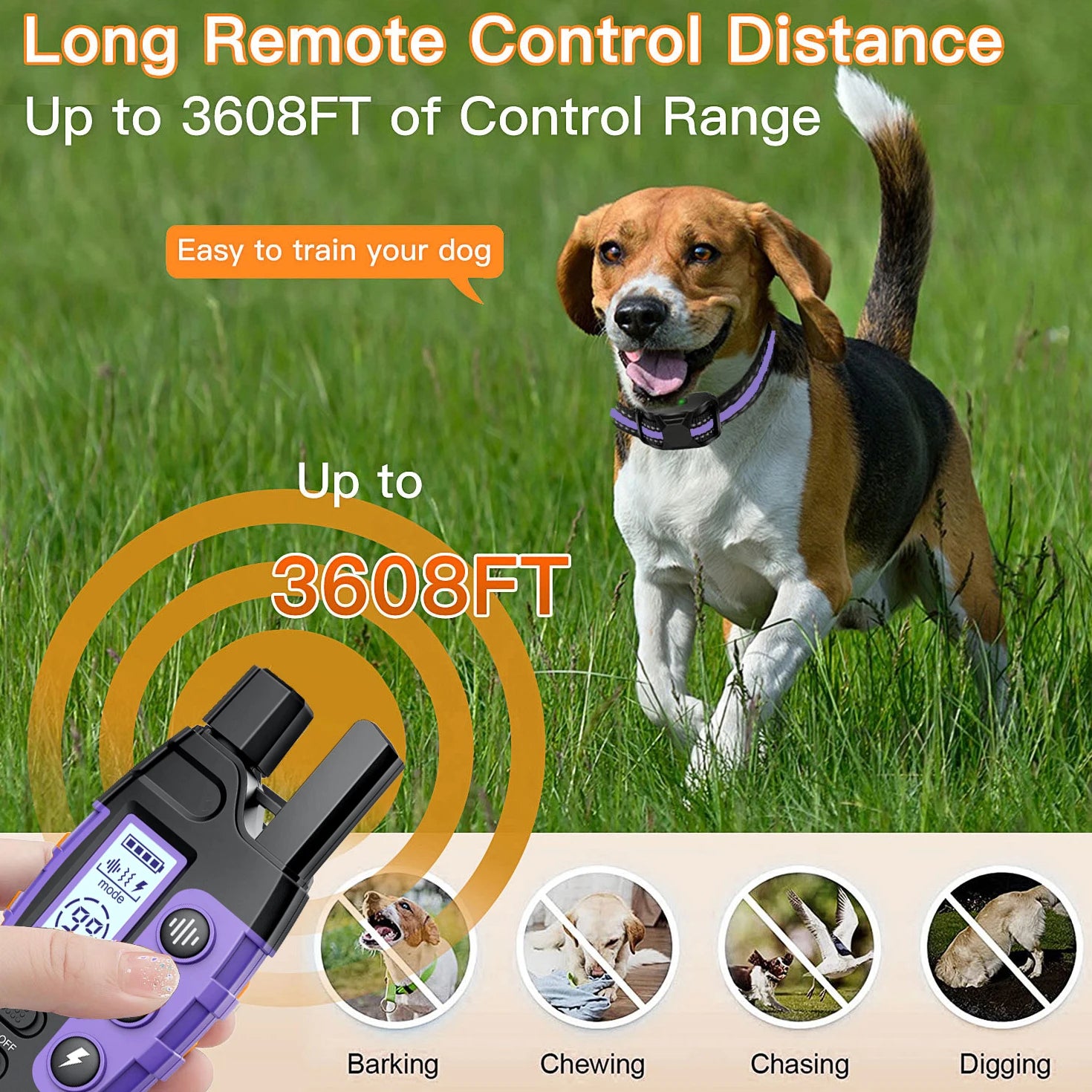 Electric Dog Training Collar with Remote — 3300Ft Range, Waterproof, Shock & Vibration