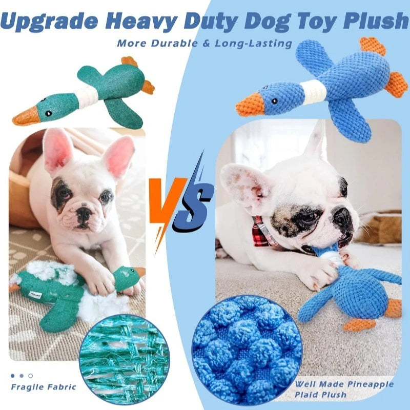 Squeaky Goose Plush Dog Toy — Crinkle Chew Toy for Dogs & Cats