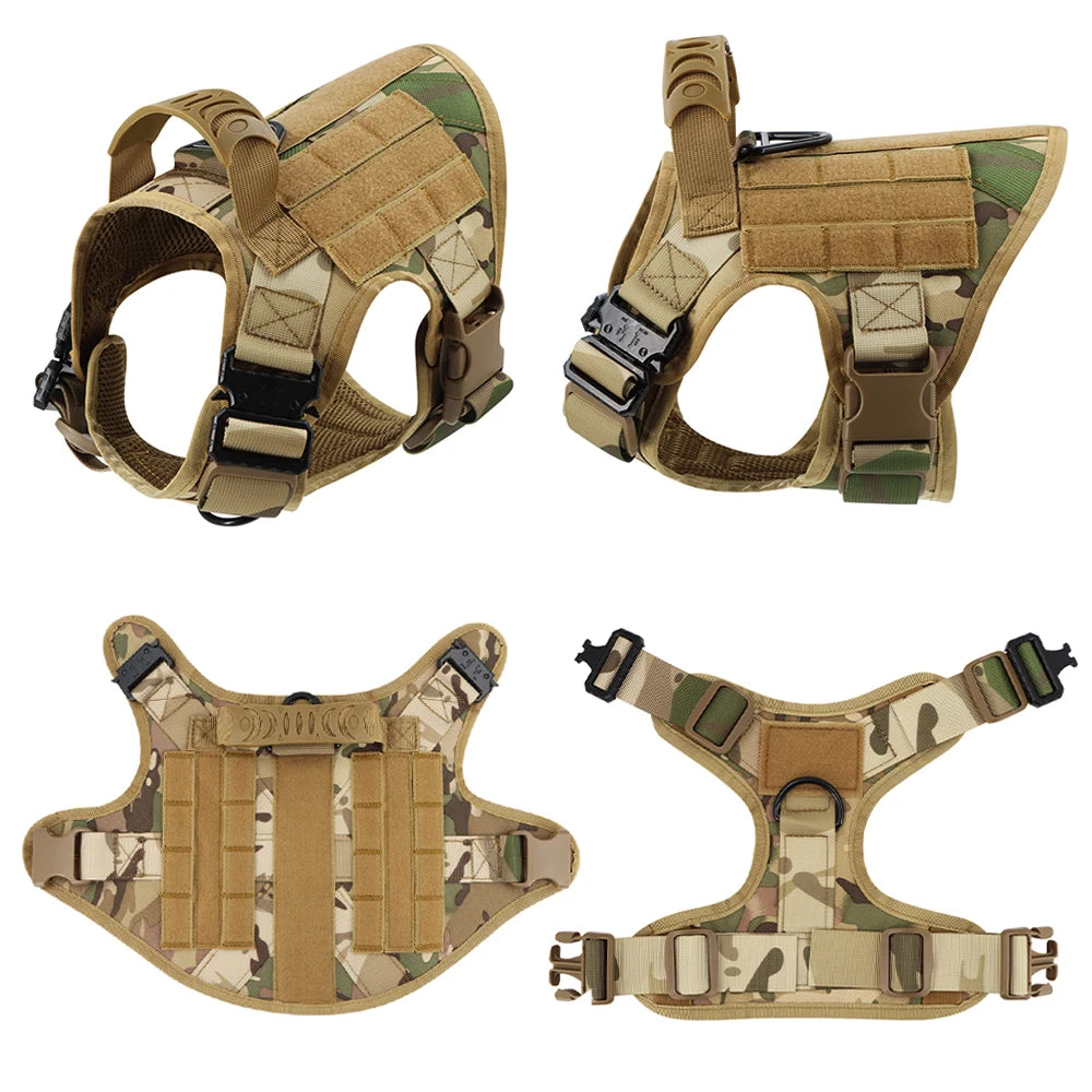 Tactical Military Dog Harness & Leash Set — No-Pull Training Vest for Large Dogs