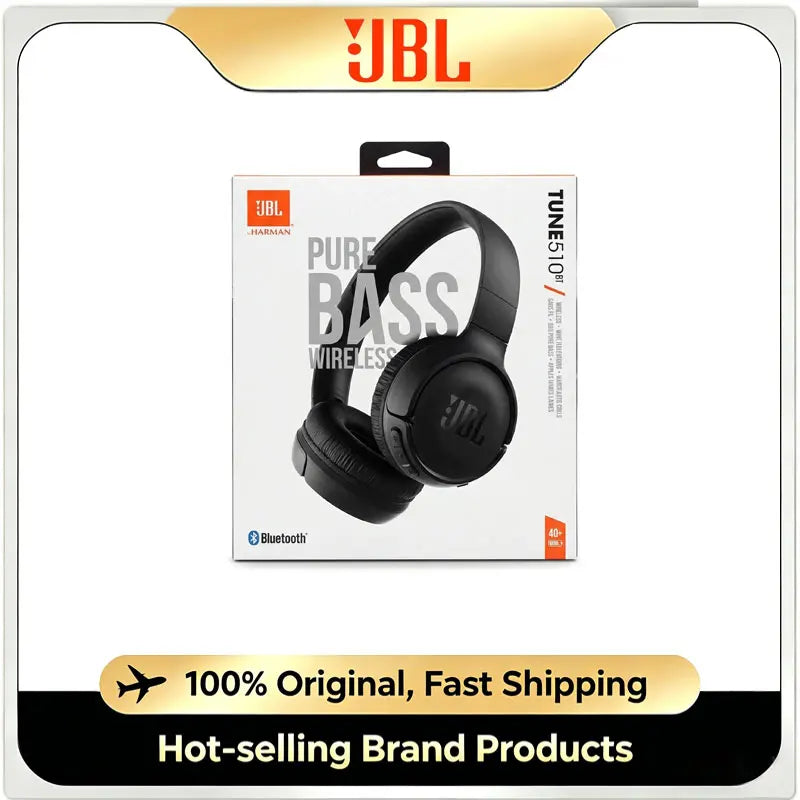 JBL Tune 510BT Wireless Bluetooth Headphones — 40H Playtime, Deep Bass, Over-Ear