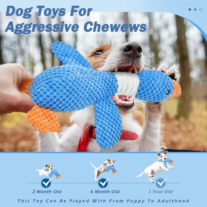 Squeaky Goose Plush Dog Toy — Crinkle Chew Toy for Dogs & Cats