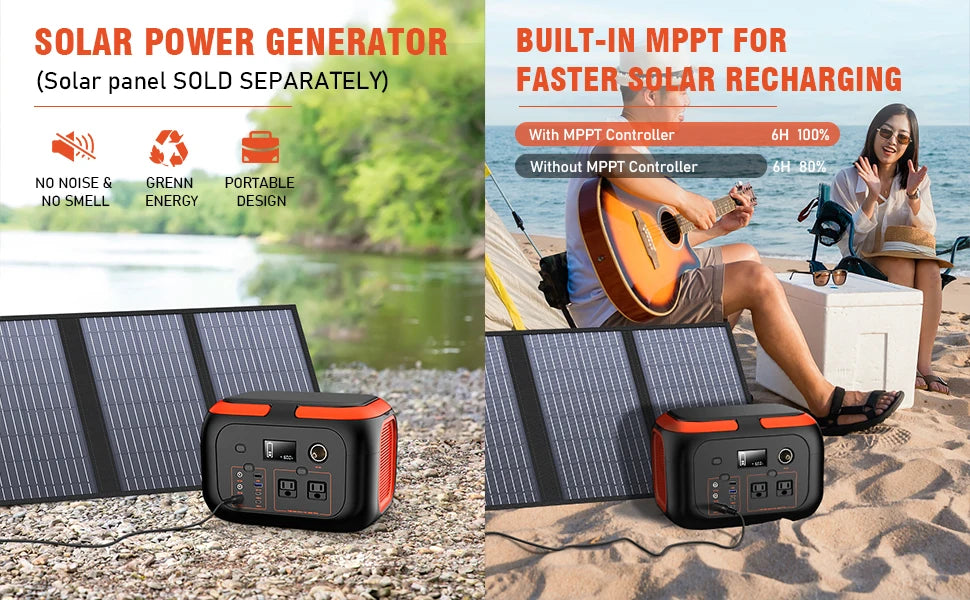 Portable Power Station - Solar Generator for Camping & Home