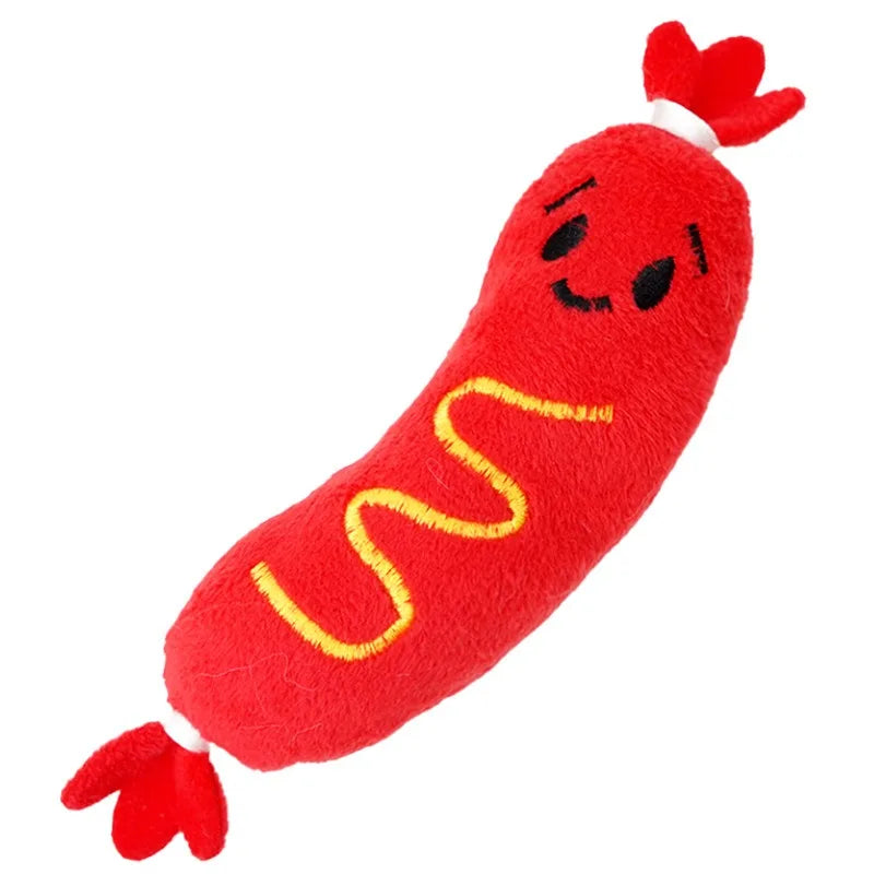 Hot Dog Squeaky Plush Toy — Bite-Resistant Interactive Chew Toy for Dogs