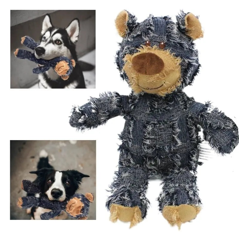 Teddy Bear Squeaky Plush Dog Toy — Interactive Chew & Teeth Cleaning Toy