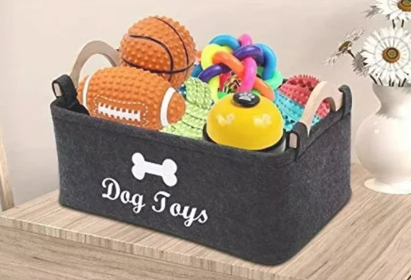 Felt Pet Toy Storage Box — Organizer Basket for Dog & Cat Toys