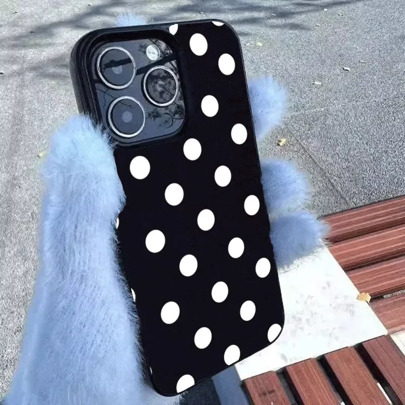 White Polka Dots Phone Case For IPhone 16 17 Pro 17Air 15 14 13 12 11 Pro Max 7 8 Plus X XS XR Shockproof Soft Cover Case