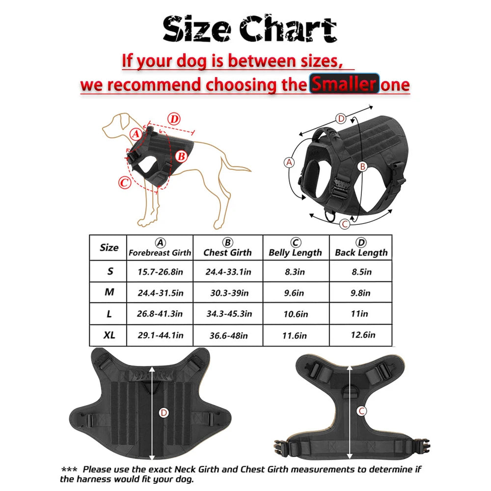 Tactical Military Dog Harness & Leash Set — No-Pull Training Vest for Large Dogs