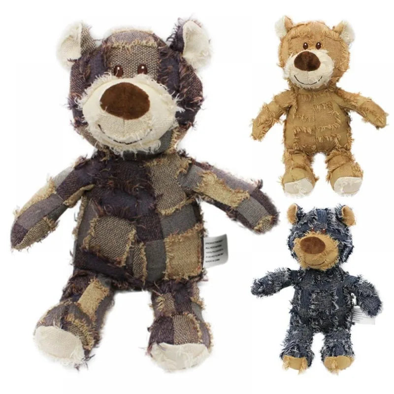 Teddy Bear Squeaky Plush Dog Toy — Interactive Chew & Teeth Cleaning Toy