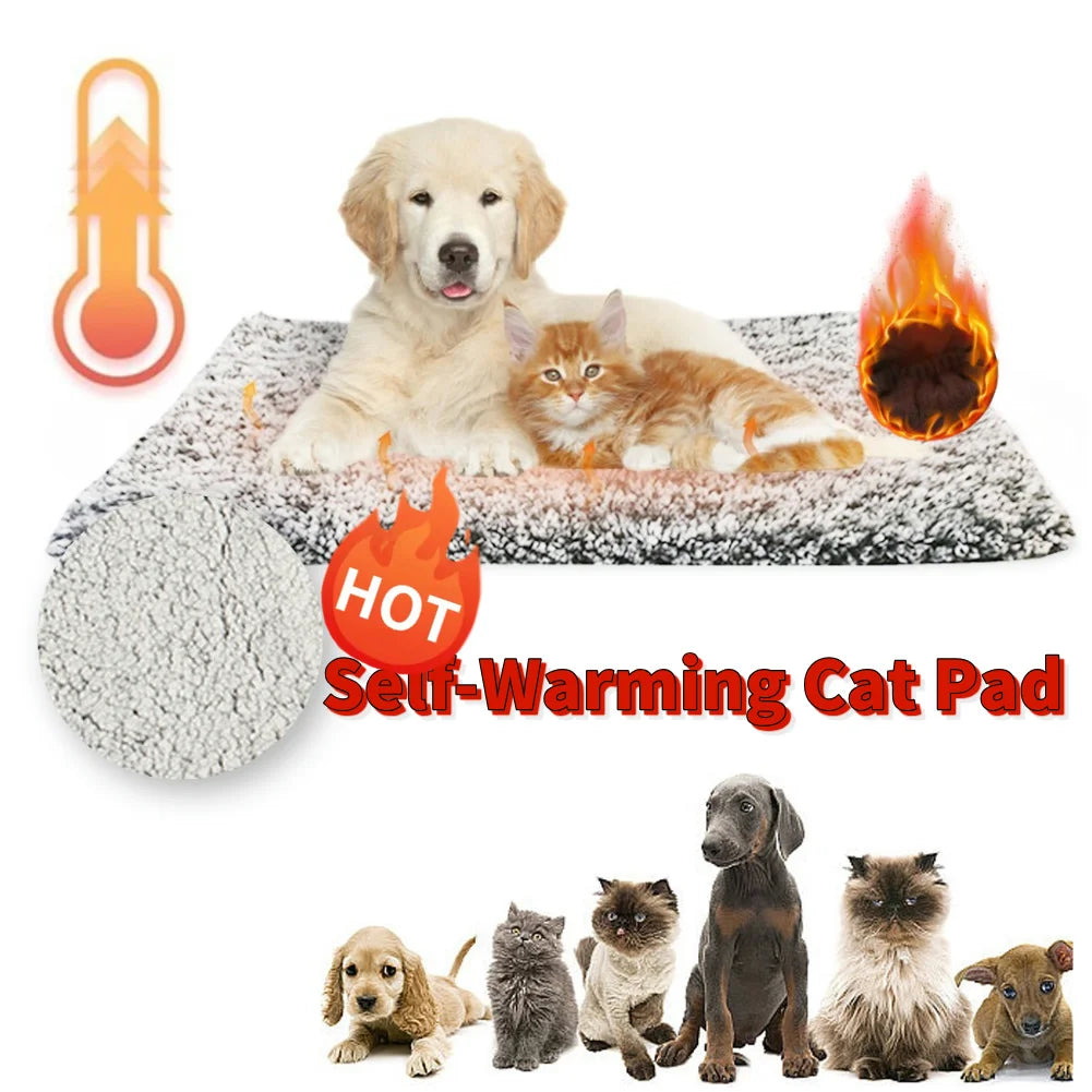 Self-Warming Pet Bed Mat — Cozy Indoor Blanket for Small Cats & Dogs, No Electricity