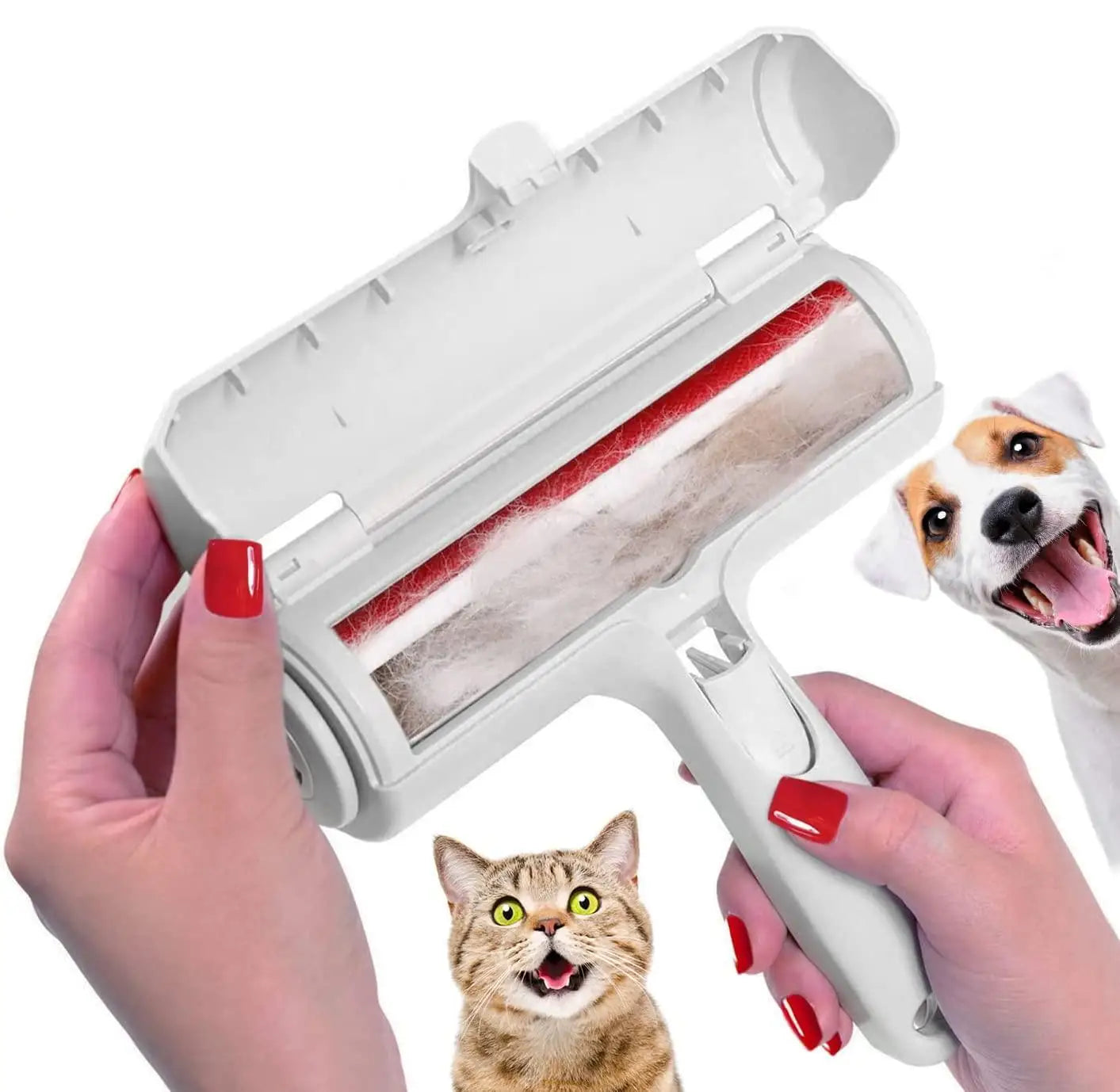 Pet Hair Remover Roller — Reusable Dog & Cat Fur Roller with Self-Cleaning Base